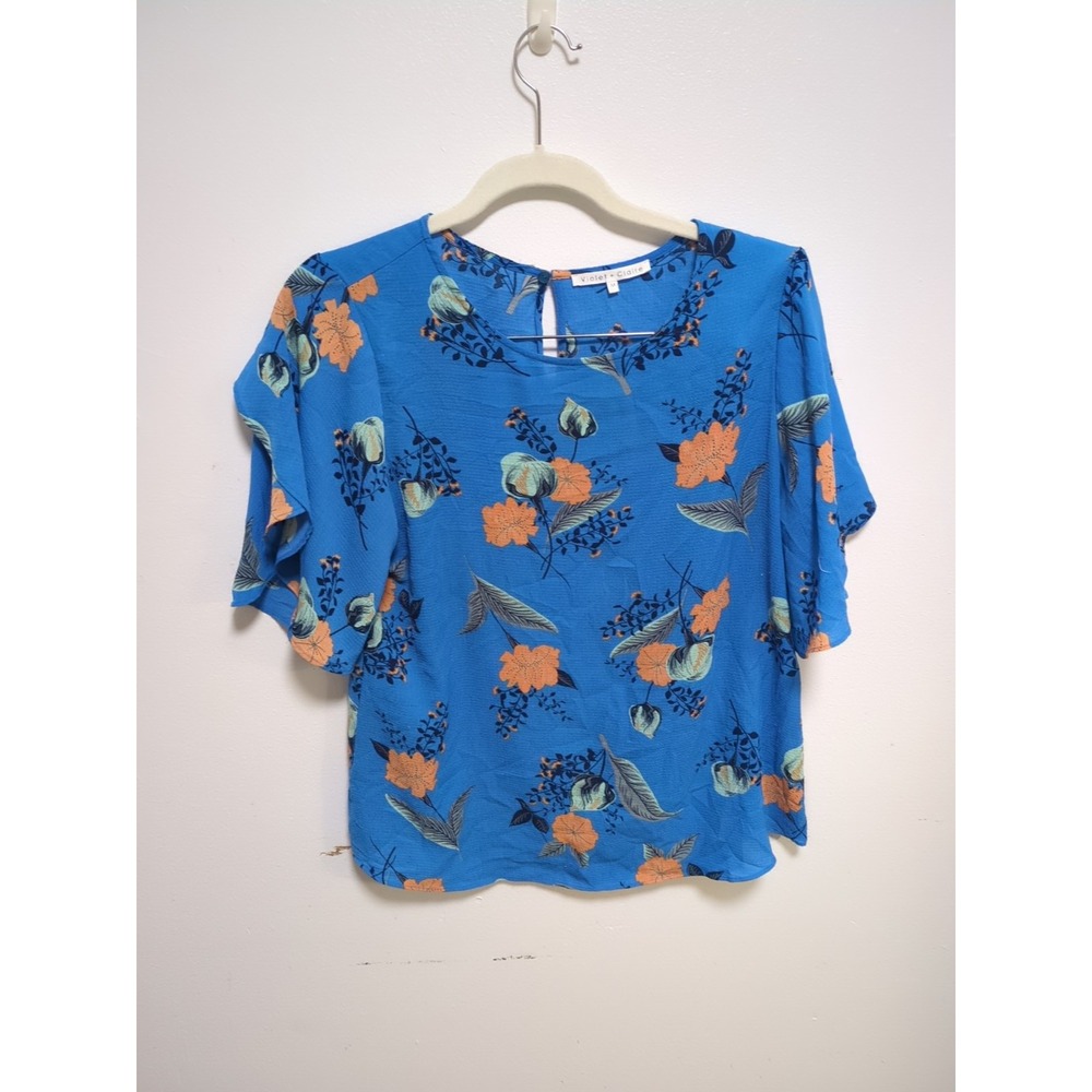 Blue Floral‎ Violet And Clair Women's Sz M Blouse